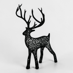 jelen-voronoi-dekorace-3d-tisk-cerny-maly 3D tištěná dekorace jelena ve stylu Voronoi
