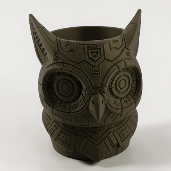 stojan-na-tuzky-sova-3d-tisk 3D tištěný stojan na tužky ve tvaru sovy
